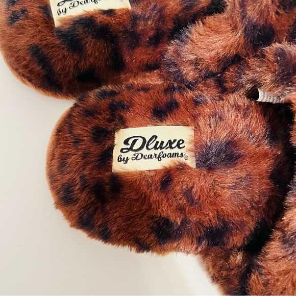 Dluxe by dearfoams brown leopard print slippers size 7-8 - Picture 8 of 10